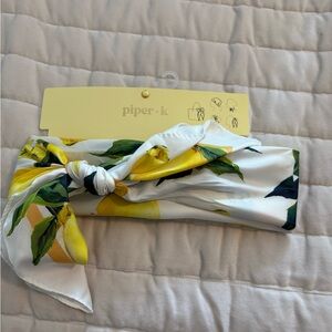 Piper White and Yellow Lemon Hair Scarf